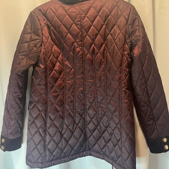 Vince Camuto Purple Satin and Velvet Quilted Jacket with High Collar Size Medium - Picture 7 of 12